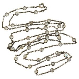 Open Bezel Cubic Zirconia Necklace Sterling Silver 925 Chain PJM Phoenix Jewelry